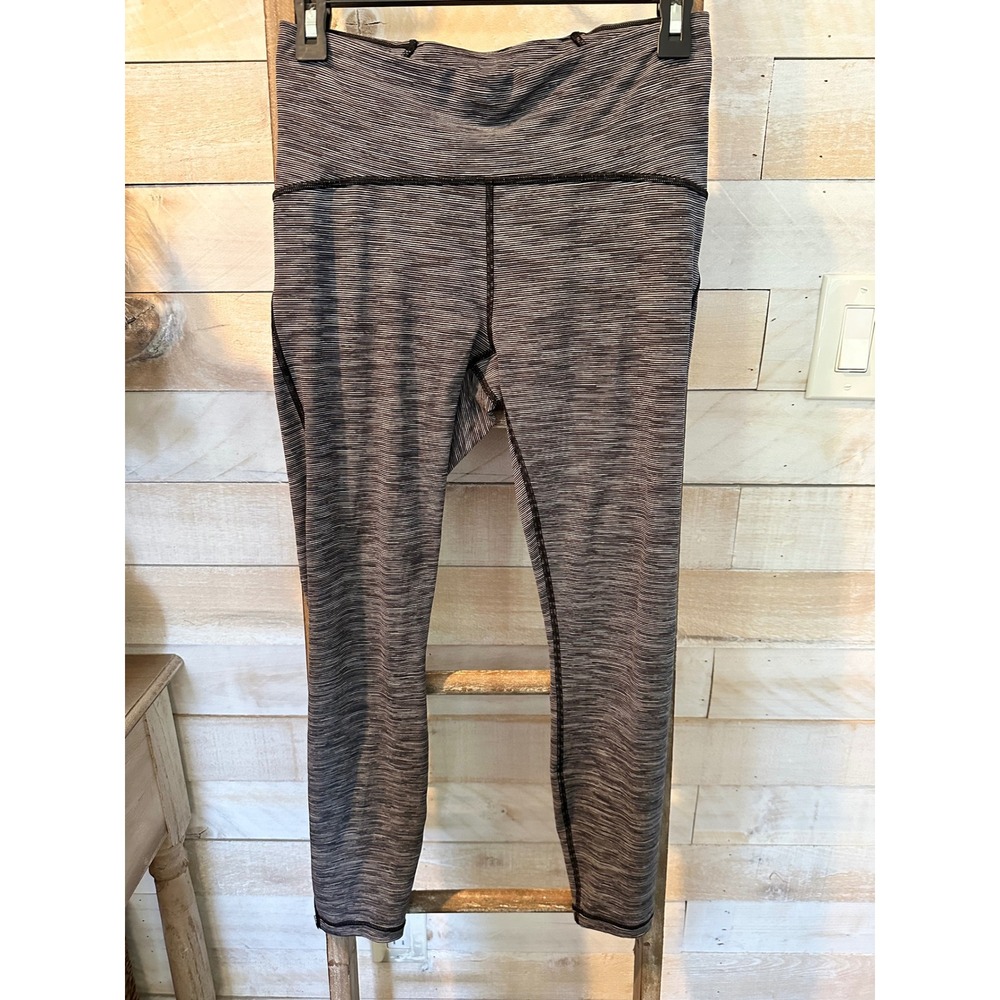 Lululemon High Times Pant Parallel Stripe Black White Mesh Leggings Size 8
